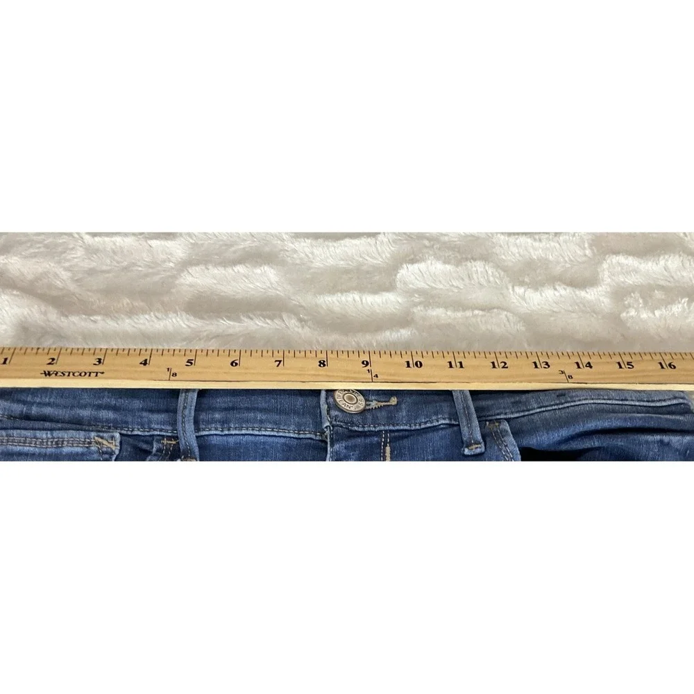 Express  Womens 12S  Blue Denim Jeans Cotton Stretch Distressed Mid Rise Legging
